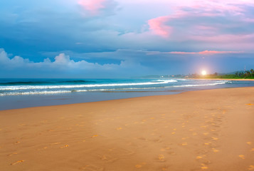 Beautiful sunrise over the quiet calm sea.