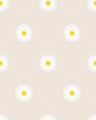 Daisy seamless pattern on beige background