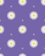 Daisy seamless pattern on color background