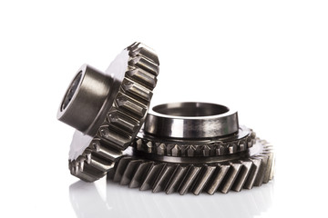Metal gears isolated on white background