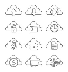 infographics set cloud storage technology vector illustration