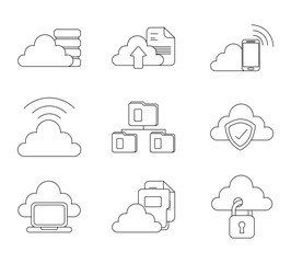 infographics set cloud storage technology vector illustration