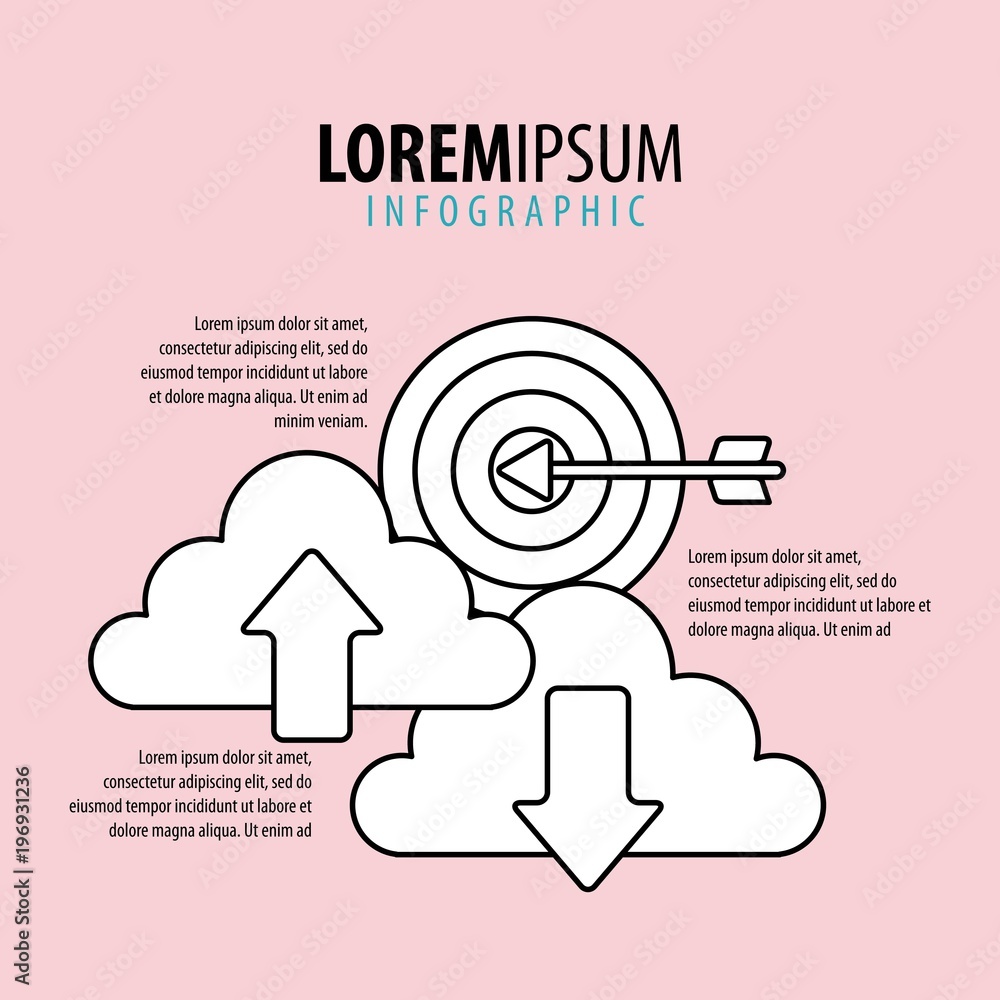 Poster infographics cloud computing storage target vector illustration