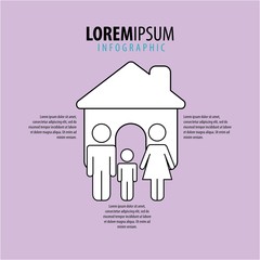 infographics family people house image vector illustration