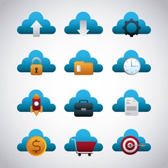 infographic set icons cloud storage business vector illustration