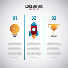 infographic vertical design creativity rocket trophy success business vector illustration