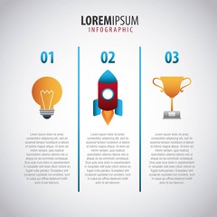 infographic  vertical design creativity rocket trophy success business vector illustration