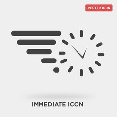 immediate icon on grey background, in black, vector icon illustration - obrazy, fototapety, plakaty