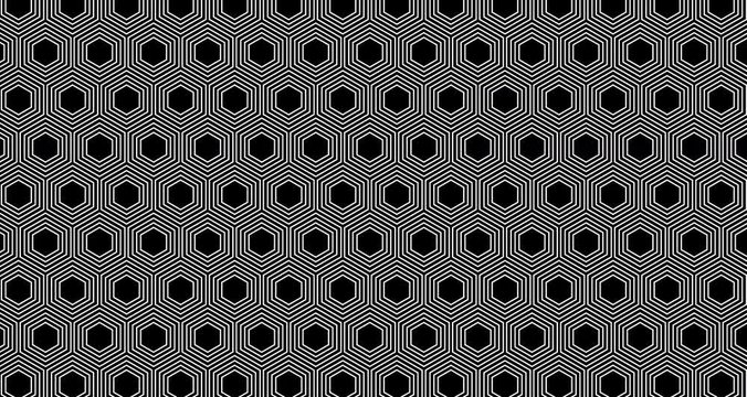 4k Hexagon Set of 3 Background Pattern Videos Animation in Black and White Alpha Channel.