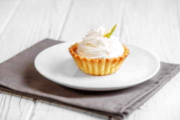 Sweet Lemon Cake. The concept of food, desserts, restaurant.