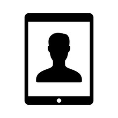 Video chat, video conference or telemedicine on tablet flat vector icon for apps and websites
