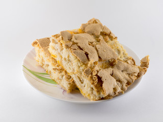 two pieces of pie on a plate 