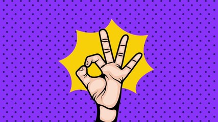 pop art ok hand attitude comic animation