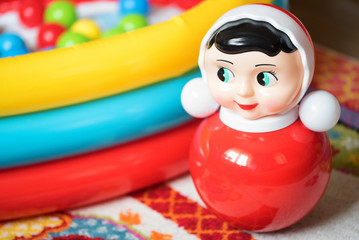 Fototapeta na wymiar Close up roly-poly toy for children