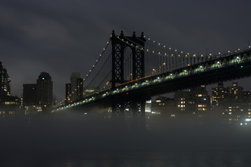Manhattan Bridge on a Foggy Night