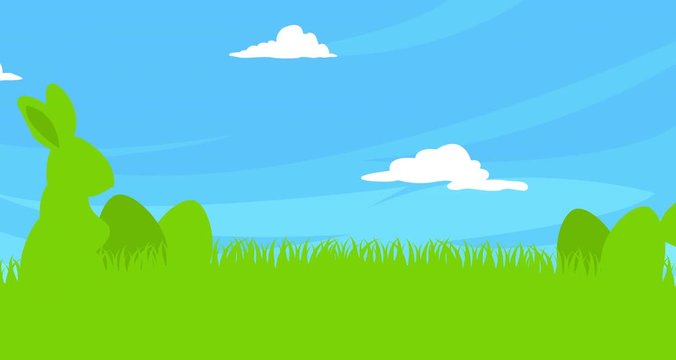 Frohe Ostern Animations Video mit hoppelnden Osterhasen im Scherenschnitt Look