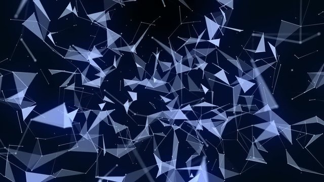 Futuristic animation with glowing triangles in slow motion, 4096x2304 loop 4K