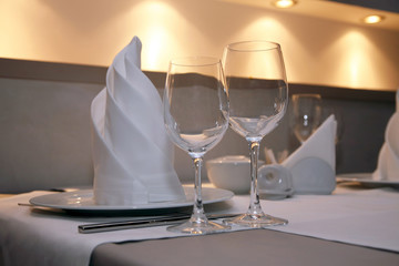 the table setting in restaurant close up