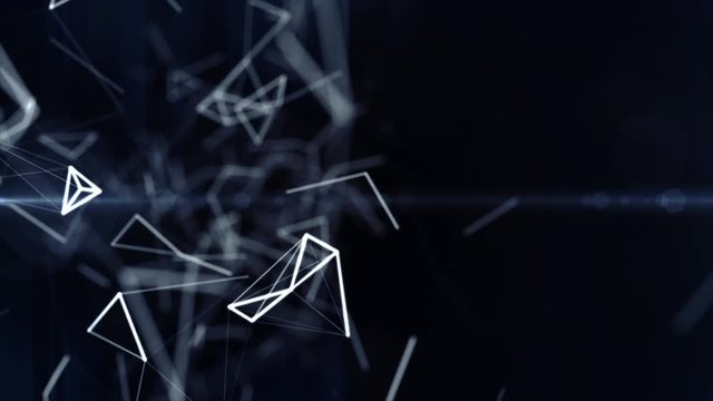 abstract geometrical background blue plexus with moving lines and dots. looping cg animation good for youtube intro or outro in the left side with space for title, logo or score background 4K Ultra HD