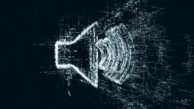 Sound logo, a design consisting of a code of numbers and a symbol. Abstract volume icon in computer cyber network on a dark turquoise background