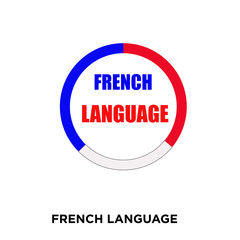 french language icion on shite background, in colors of french flag, vector icon illustration