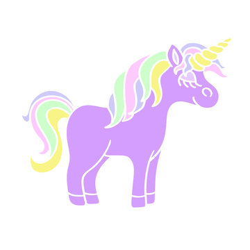 Cute unicorn icon on the white background