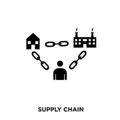 supply chain icon on white background, in black, vector icon illusration