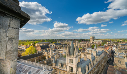 Fototapeta premium High angle view of the city of Cambridge, UK