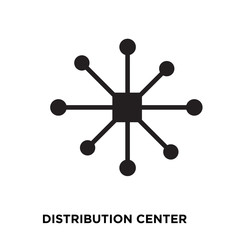 distribution center icon on white background, in black, vector icon illustration