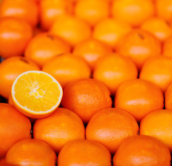 Fresh bio tangerines oranges on local farmer market