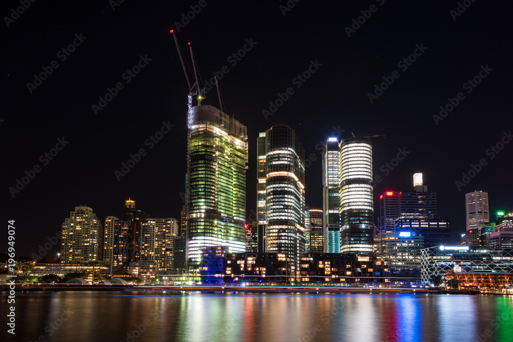 Poster Sydney cityscape, skyline at light