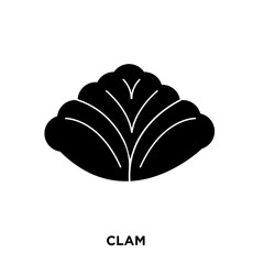 clam icon on white background, in black, vector icon illustration