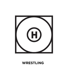 wrestling icon on white background, in black, vectoricon illustration