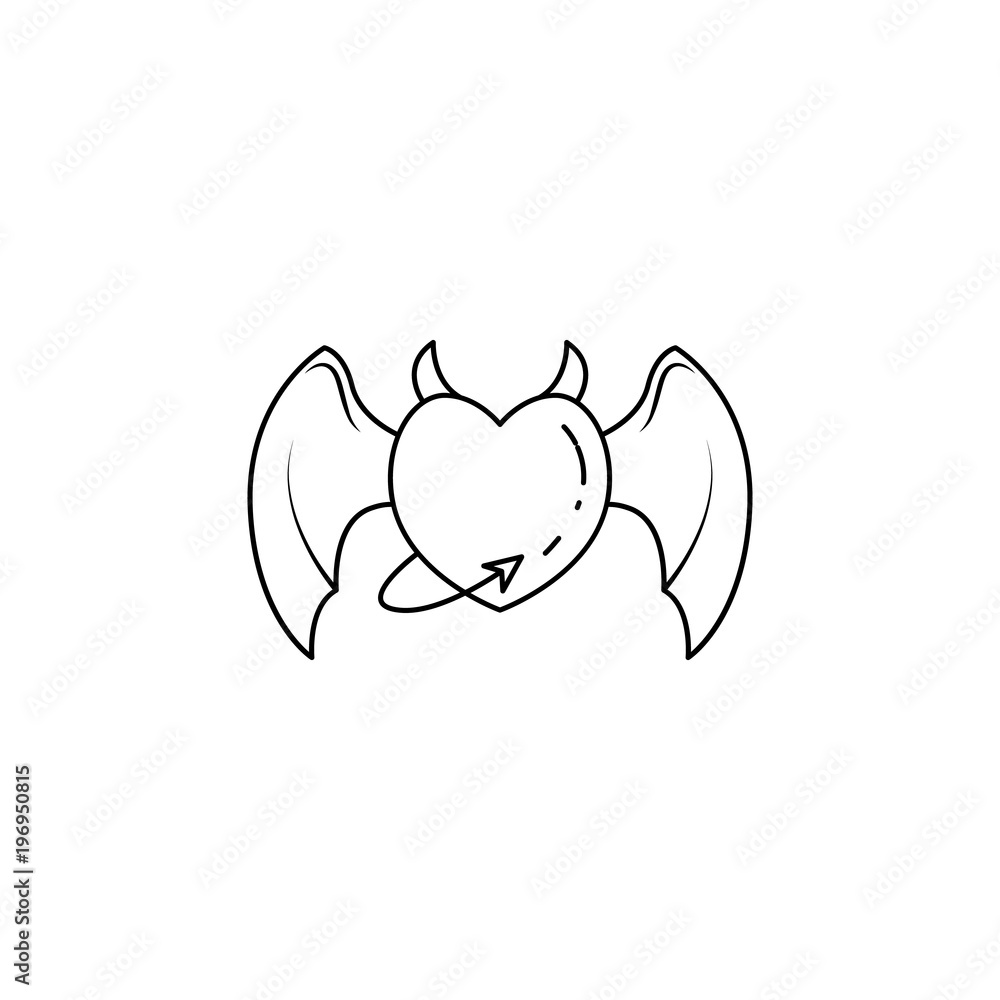 Aufkleber heart with wings and tail icon. element of angel and demon icon for mobile concept and web apps. thi