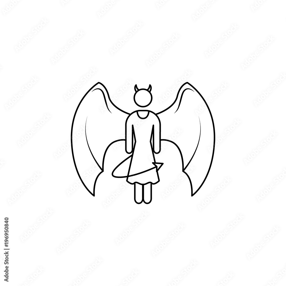 Aufkleber girl devil icon. element of angel and demon icon for mobile concept and web apps. thin line icon for