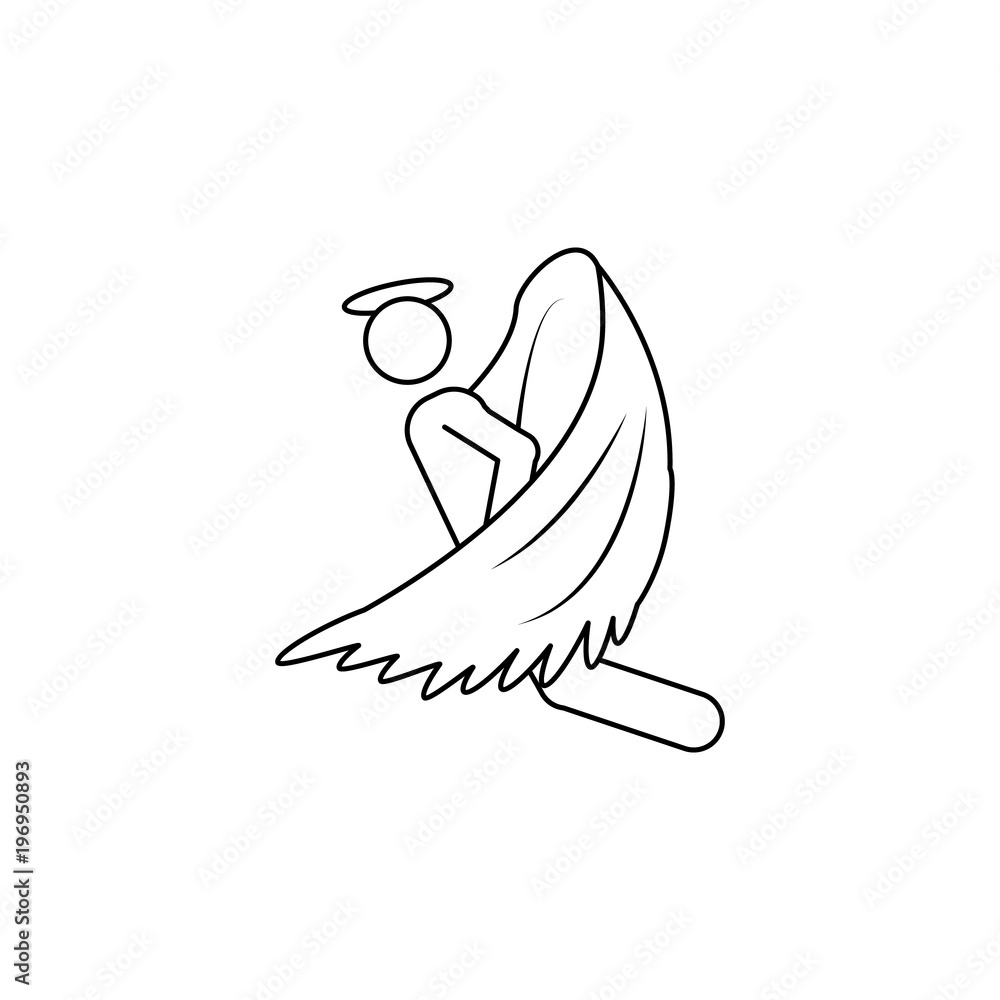Poster flying angel icon. element of angel and demon icon for mobile concept and web apps. thin line icon f
