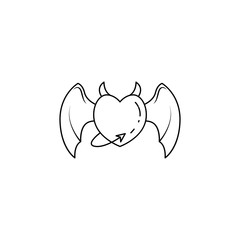 heart with wings and tail icon. Element of angel and demon icon for mobile concept and web apps. Thin line  icon for website design and development, app development. Premium icon