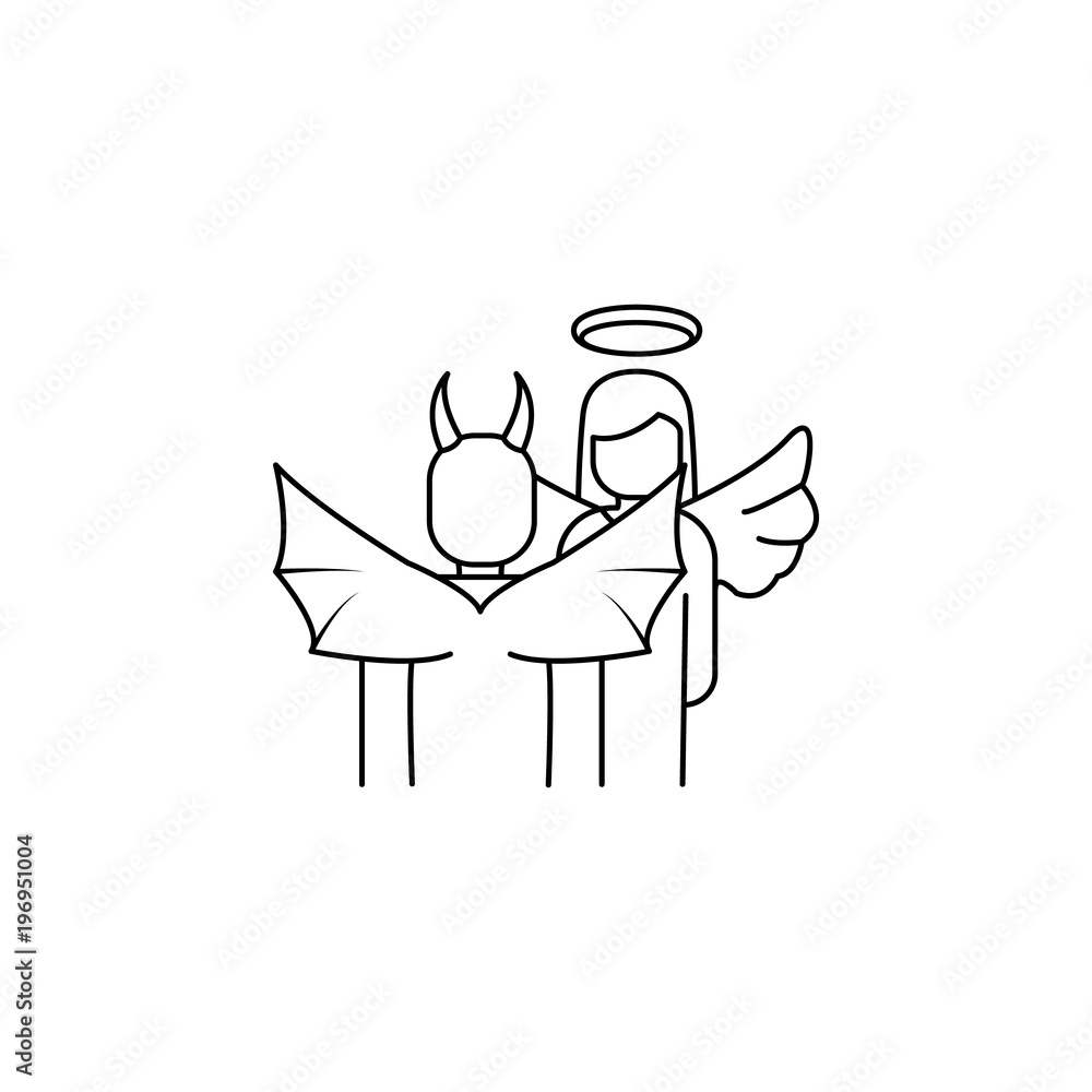 Aufkleber angel and demon icon. element of angel and demon icon for mobile concept and web apps. thin line ico