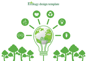 Ecology connection  concept background . Vector infographic illustration