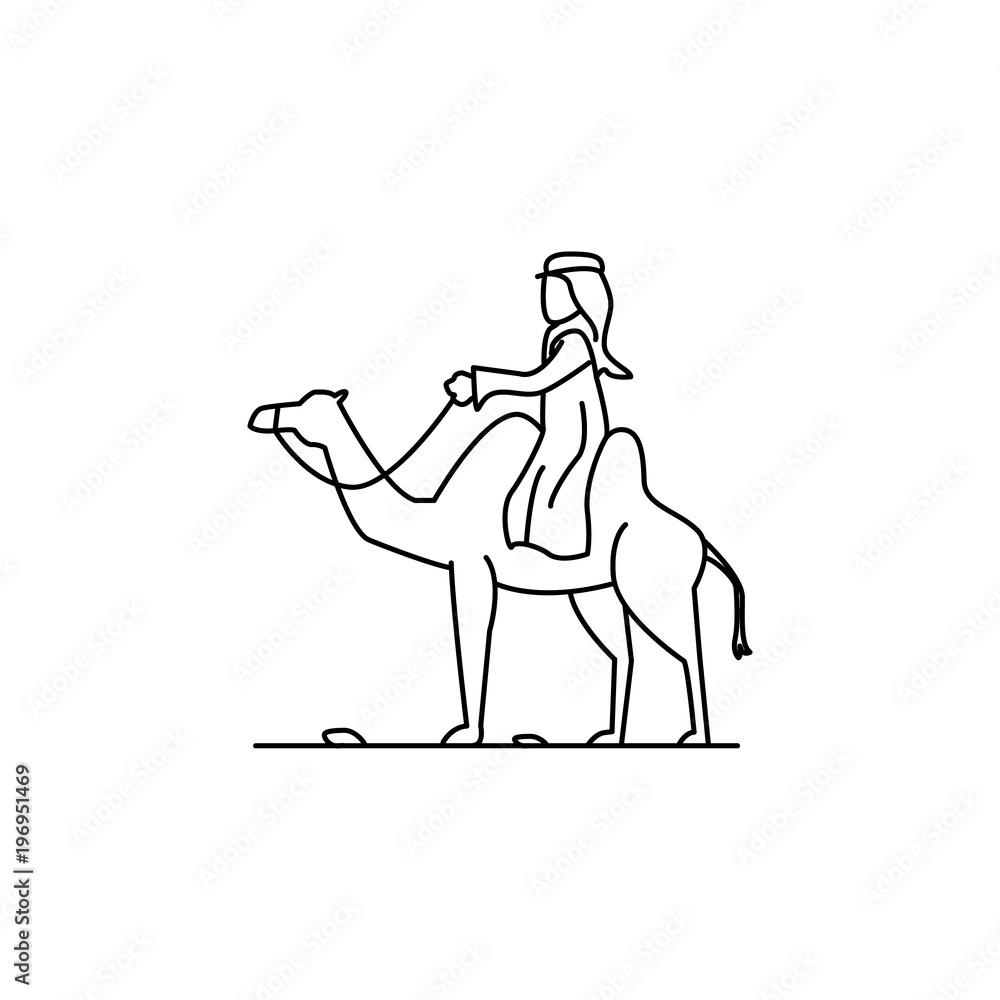 Aufkleber arab on a camel icon. element of arab culture icon for mobile concept and web apps. thin line icon f