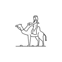 Fototapeta na wymiar Arab on a camel icon. Element of Arab culture icon for mobile concept and web apps. Thin line icon for website design and development, app development. Premium icon