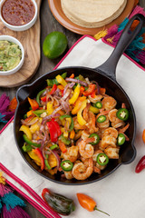 Shrimp Fajitas In Cast Iron Skillet