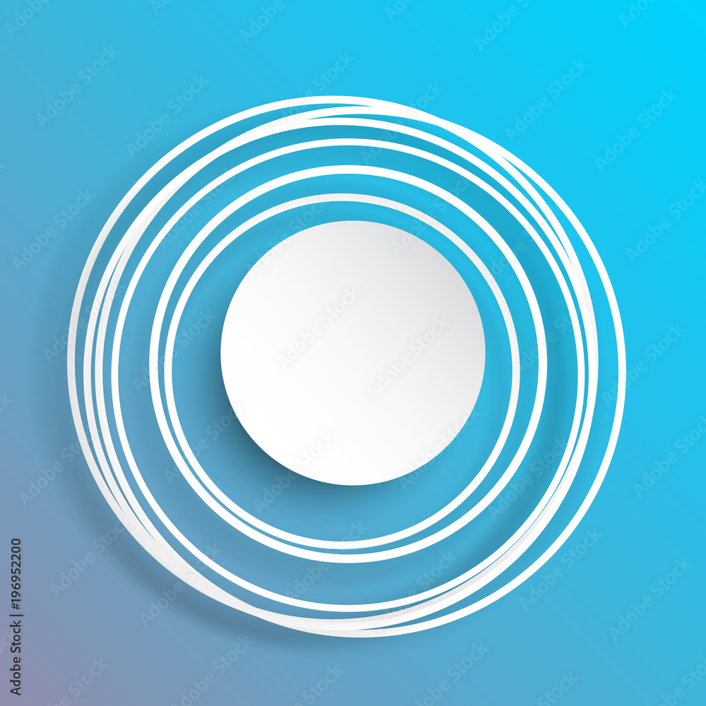 Poster white paper circles banner frame template paper art style design.vector illustration.