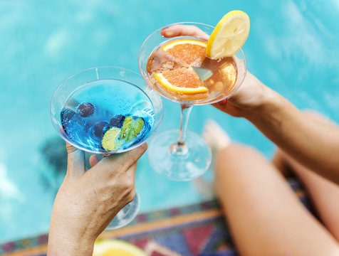 Cocktail Party By The Swimming Pool