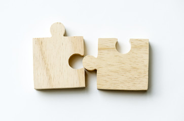 Jigsaw teamwork concept macro shot