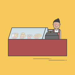 Illustration of bakery shop set
