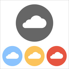 cloud icon. Set of white icons on colored circles