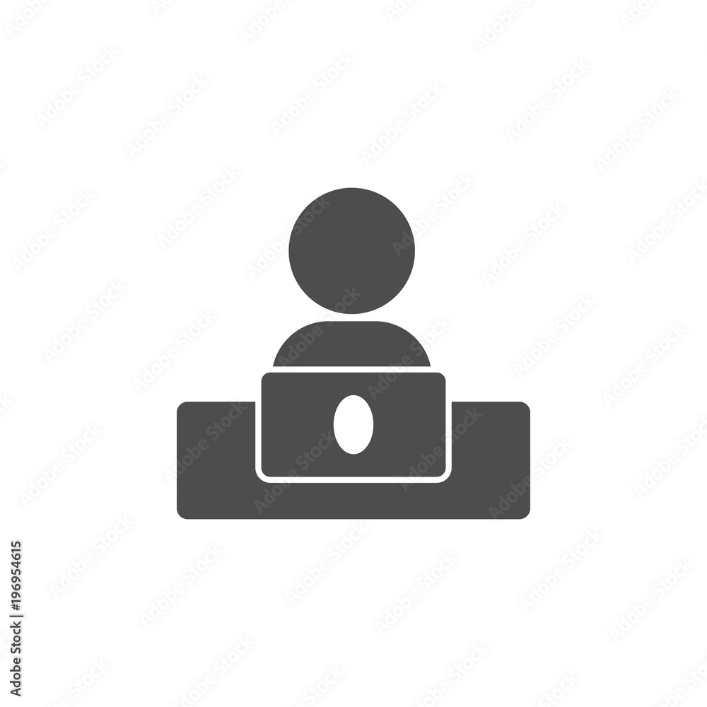 Poster man at the computer icon. element of leader elements illustration. premium quality graphic design ic