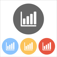Obraz premium Growing graph line icon. Set of white icons on colored circles