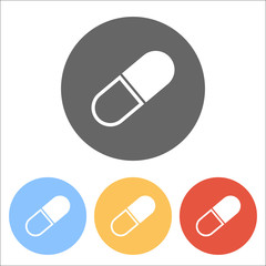 tablet icon. Set of white icons on colored circles